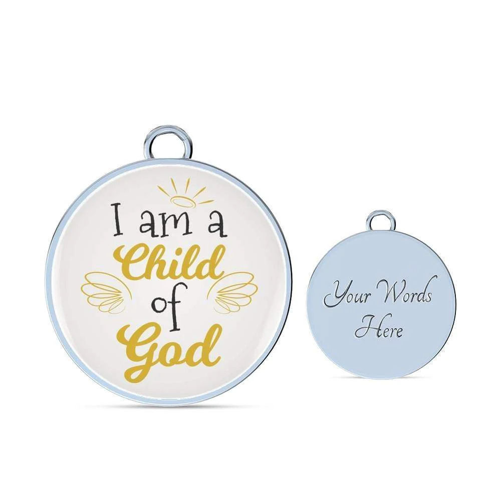 I Am A Child Of God Circle Personalized Engraved Silver Circle Bangle Bracelet